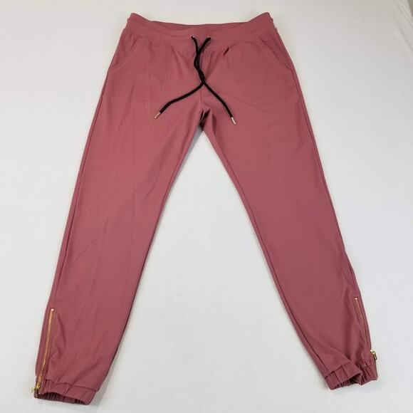 ZYIA Active Pants Womens Medium Pink Joggers Drawstring Ankle Zipper Nylon - Picture 1 of 10